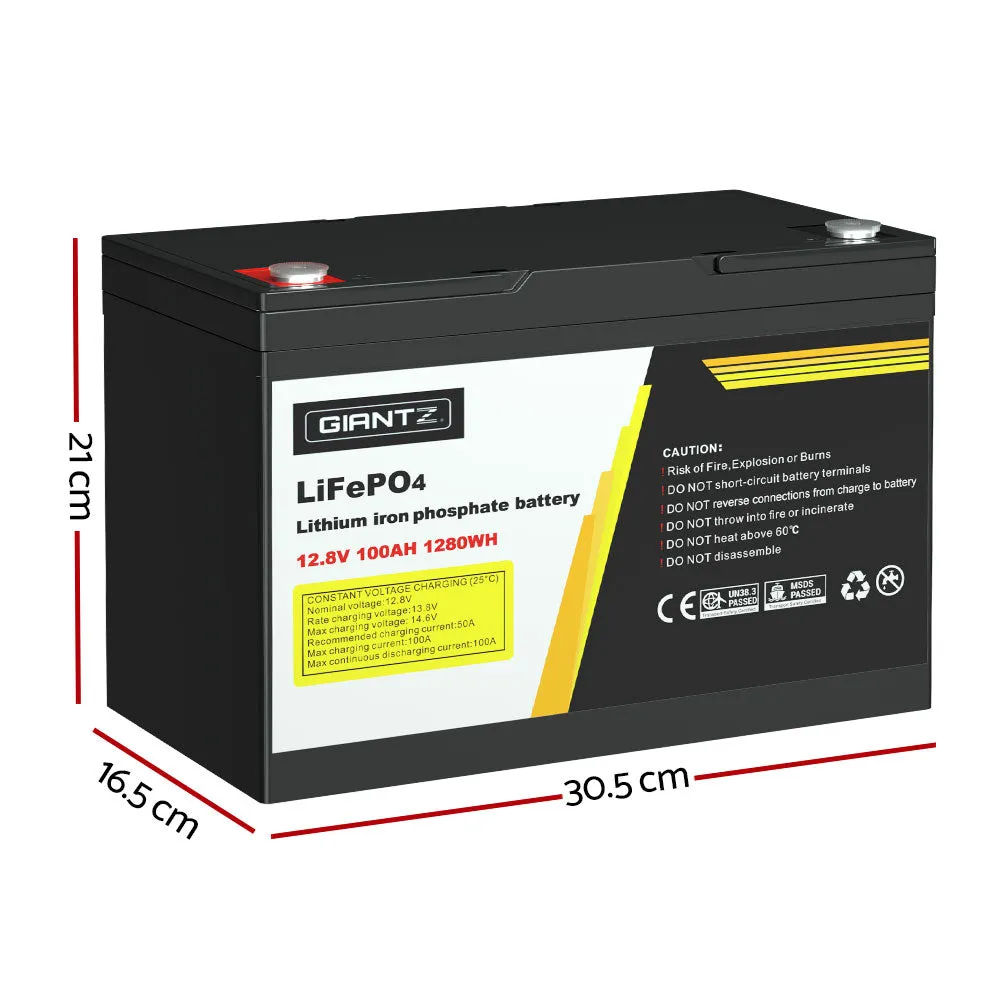 100Ah 12V Lithium Battery LiFePO4 Deep Cycle Solar Giantz