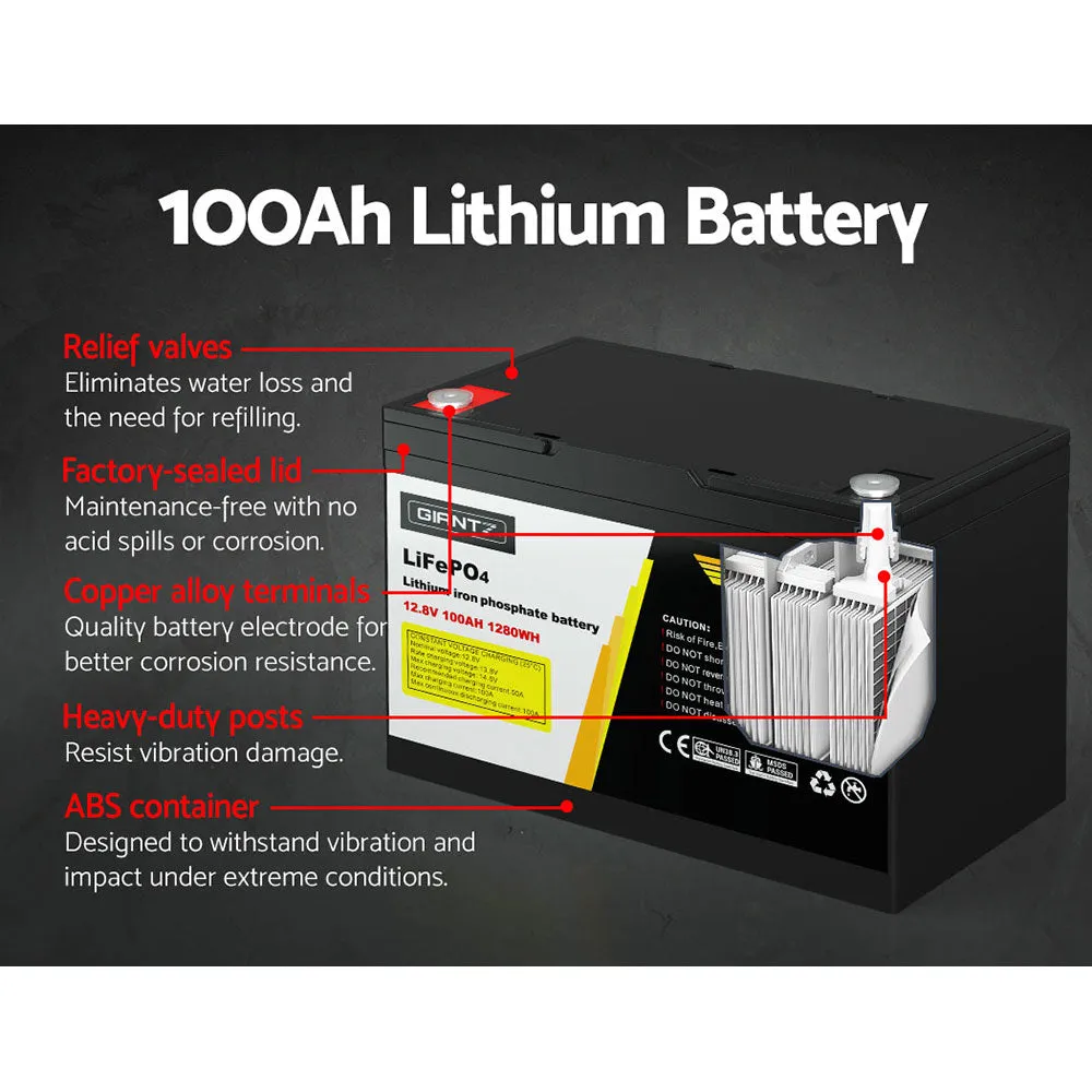 100Ah 12V Lithium Battery LiFePO4 Deep Cycle Solar Giantz