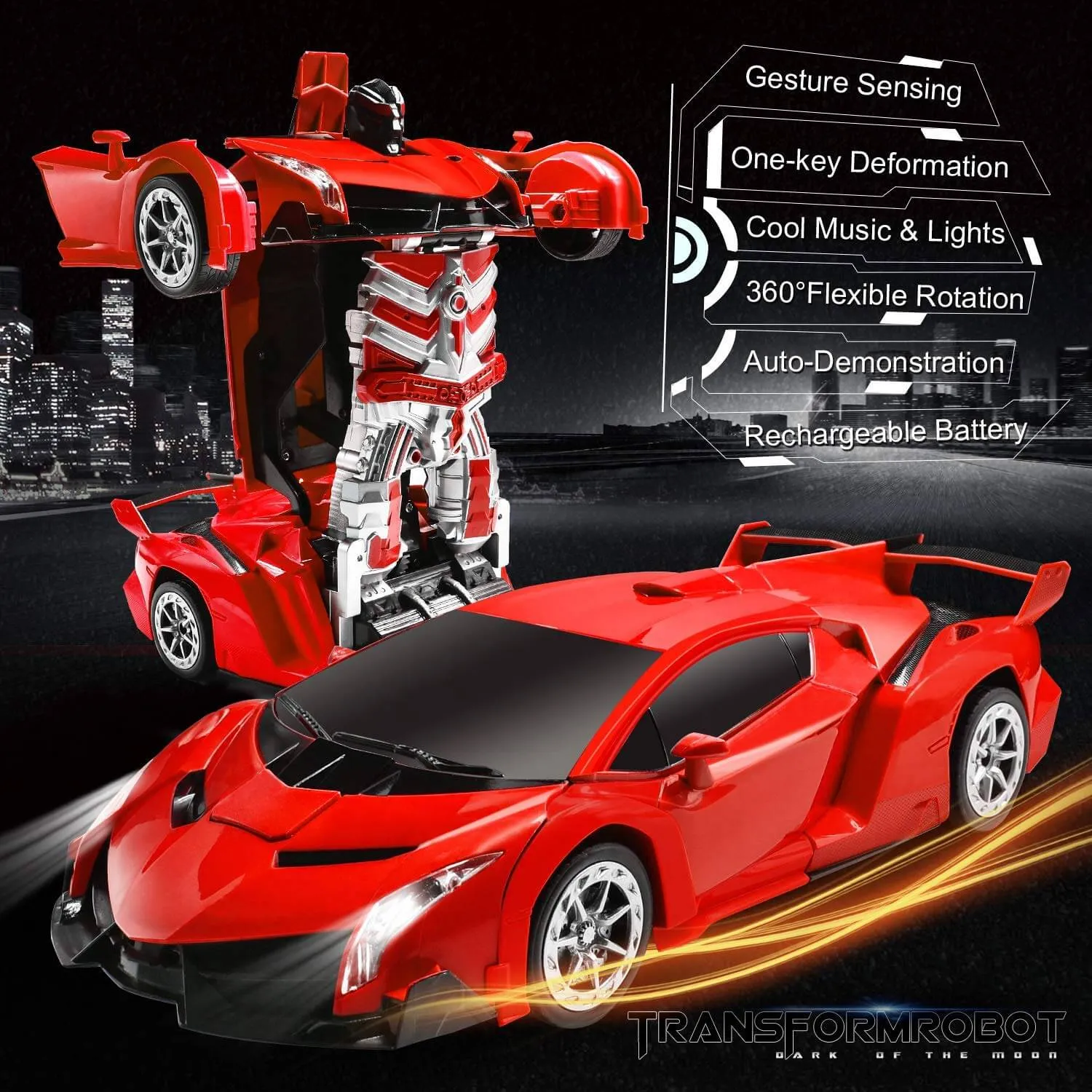 1:14 Remote Control Transformer Robot Car Toys Gesture Sensing RC Car Transforming with Sounds, LED Lights