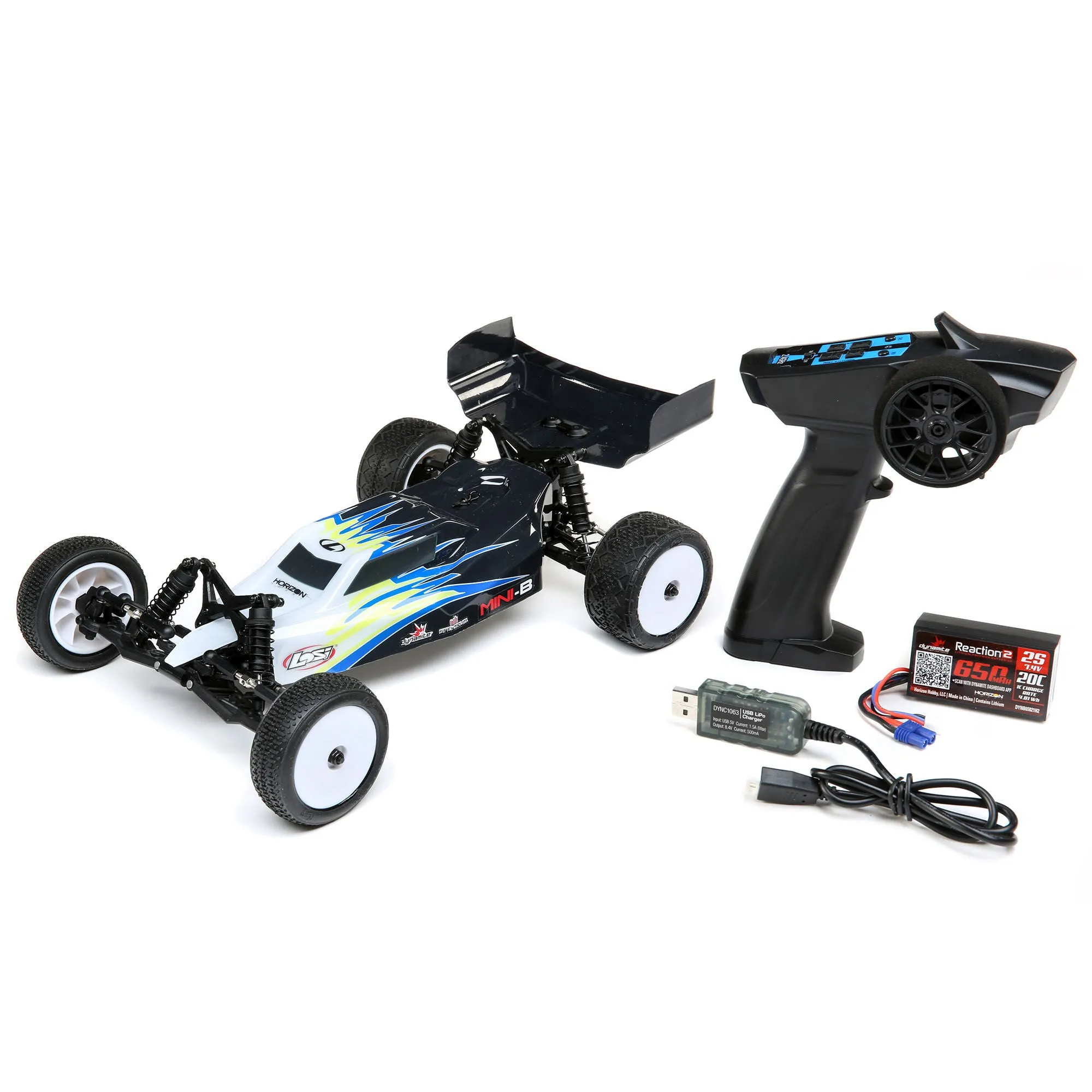 1/16 Mini-B Brushed RTR 2WD Buggy, Black/White