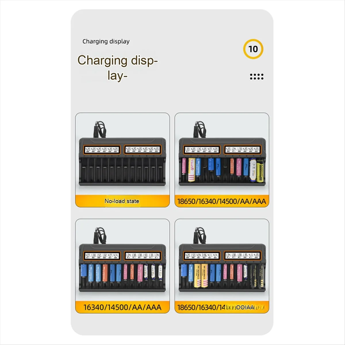 12-Slot 18650 Battery Charger with Display