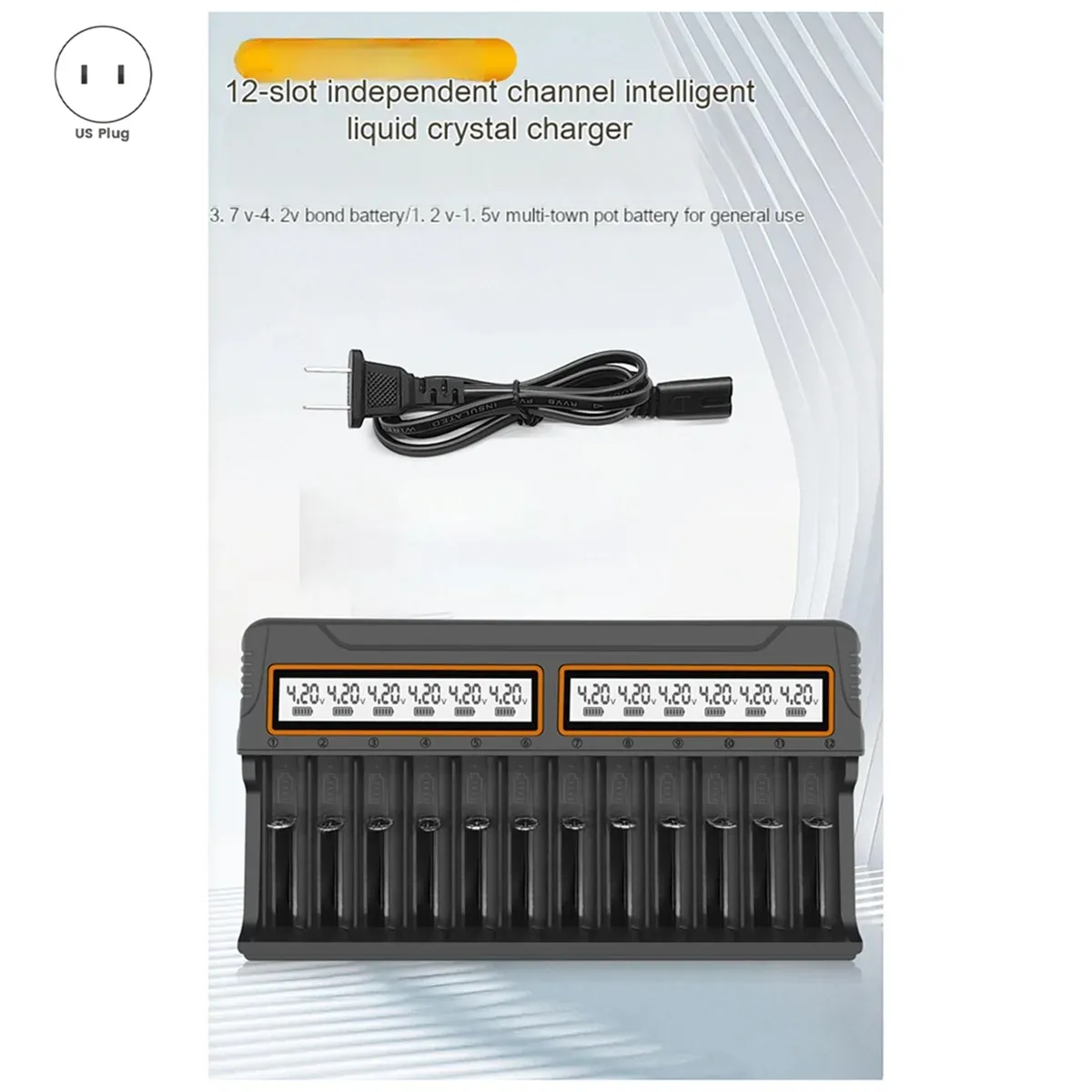 12-Slot 18650 Battery Charger with Display