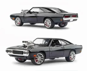 1:24 BIG FAST AND FURIOUS CAR DODGE CHARGER DIECAST MODEL METAL PULL-BACK CAR WITH SOUND LIGHT AND OPENING DOORS: A KIDS' TOY VEHICLE GIFT