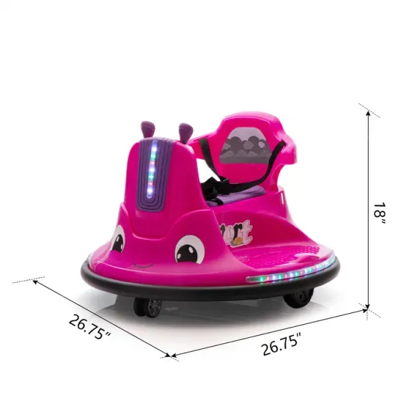 12V Kids Electric Bumper Car Remote Control Snail-Shaped Car Ride On Car with LED Lights Music