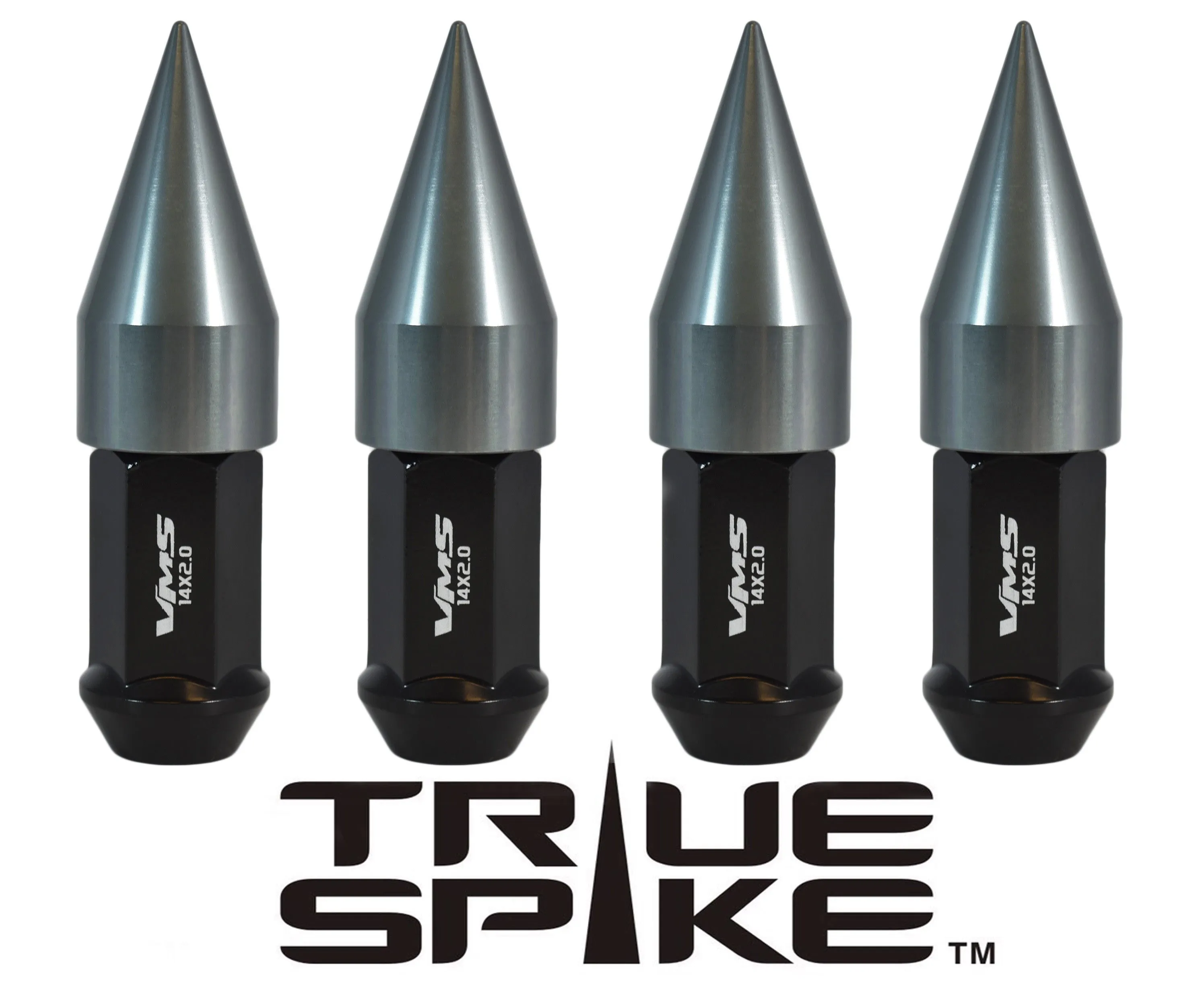 14X1.5 MM 89MM LONG CARS ONLY!! NO TRUCKS!!  EXTENDED 2ND DESIGN SPIKE (25MM DIAMETER) STEEL LUG NUTS ANODIZED ALUMINUM CAPS // 25MM CAP DIAMETER 51MM CAP LENGTH PART NUMBER LGC021