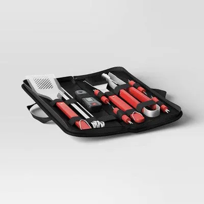 17pc BBQTool Set with Zipper Case in Black - Room Essentials: Stainless Steel,