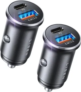 2-Pack Lisen 48W USB-C Car Charger