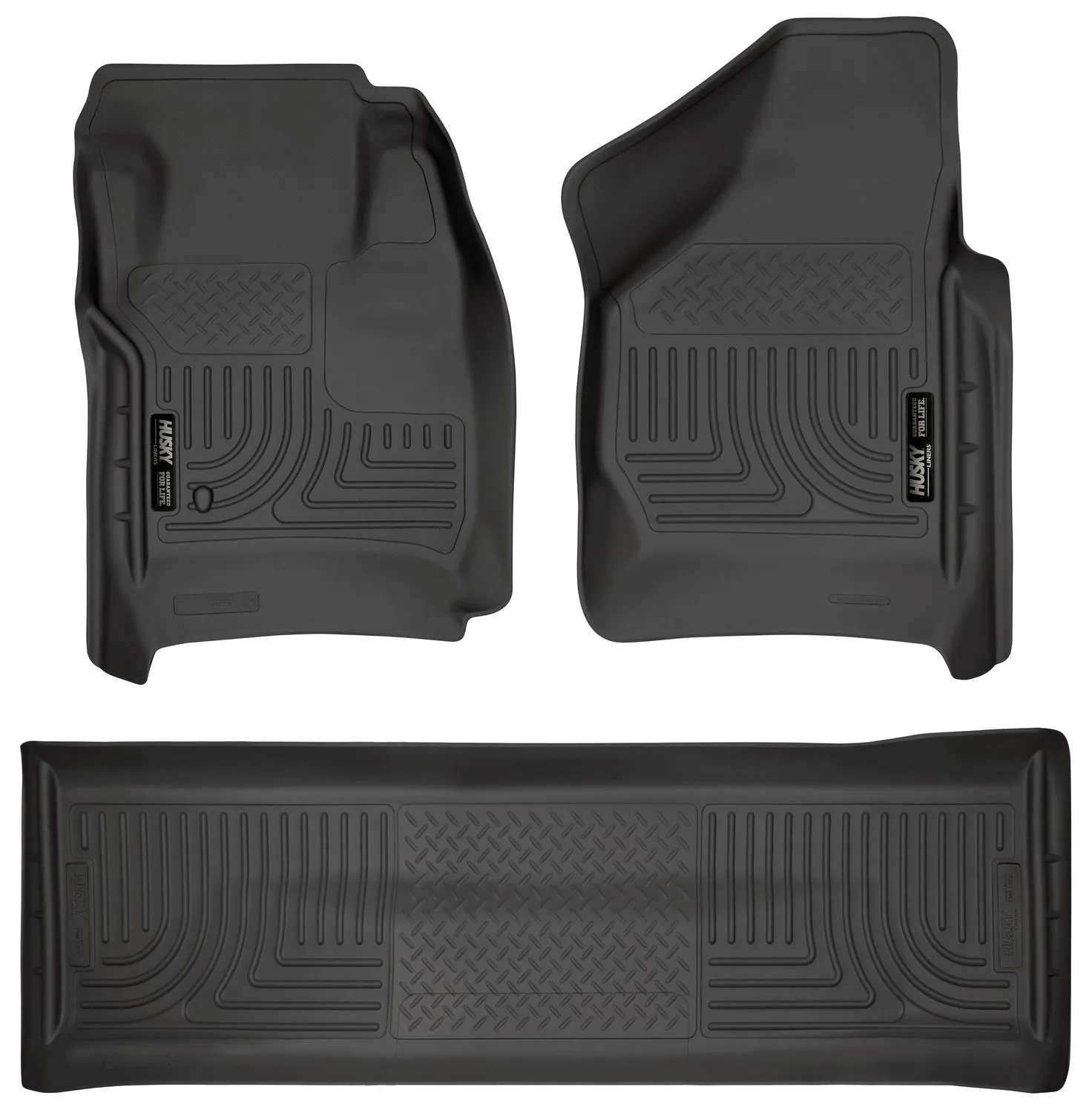 2008-2010 Ford F250, F350, F450 Super Duty Crew Cab Front & 2nd Seat Floor Liners-Black