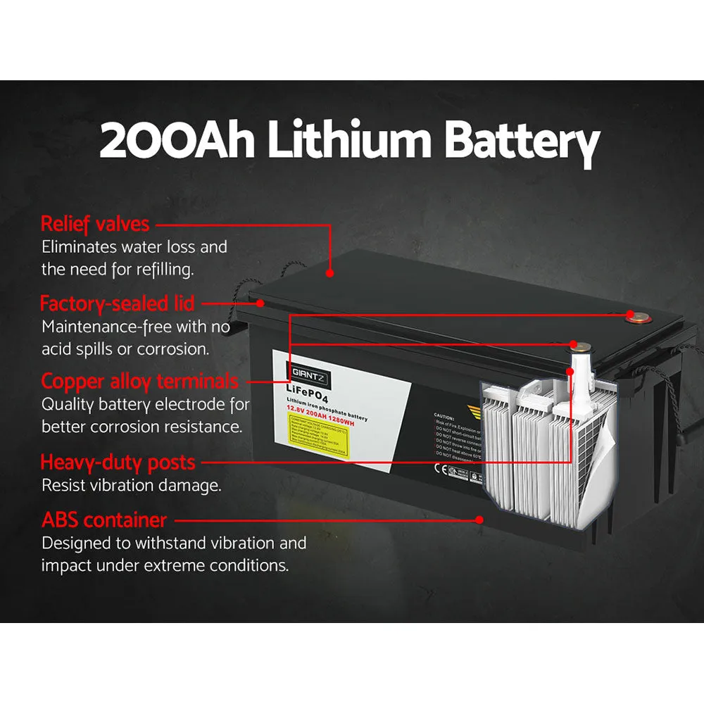 200Ah LiFePO4 Deep Cycle Lithium Battery, BMS, Giantz