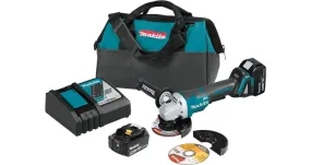 2021 Makita 18V LXT® Lithium-Ion Brushless Cordless 4-1/2" / 5" Paddle Switch Cut-Off/Angle Grinder Kit, with El