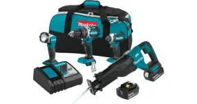 2021 Makita 18V LXT® Lithium-Ion Brushless Cordless 4-Pc. Combo Kit (5.0Ah) (XT447T)