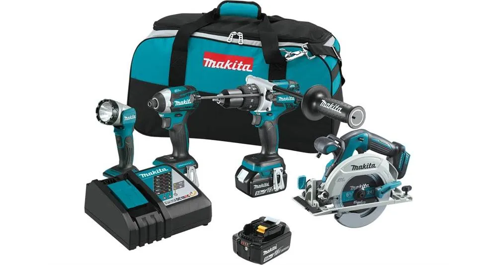 2021 Makita 18V LXT® Lithium-Ion Brushless Cordless 4-Pc. Combo Kit (5.0Ah) (XT449T)