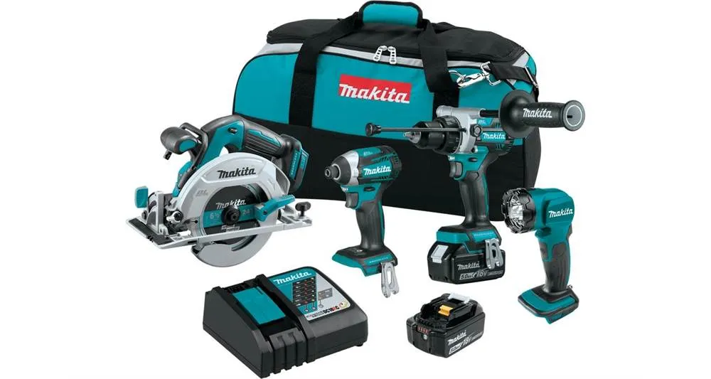 2021 Makita 18V LXT® Lithium-Ion Brushless Cordless 4-Pc. Combo Kit (5.0Ah) (XT452T)