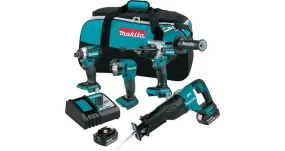 2021 Makita 18V LXT® Lithium-Ion Brushless Cordless 4-Pc. Combo Kit (5.0Ah) (XT453T)