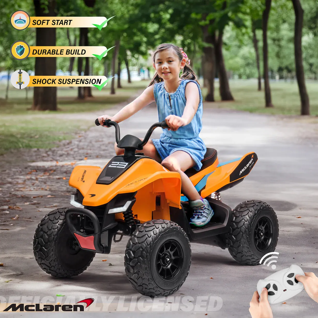 2025 McLaren MCL 35 Kids Ride On ATV Car 12V Quad | LED Lights | Music | Suspension | Ages 3-8 | Speed 3-7KPH