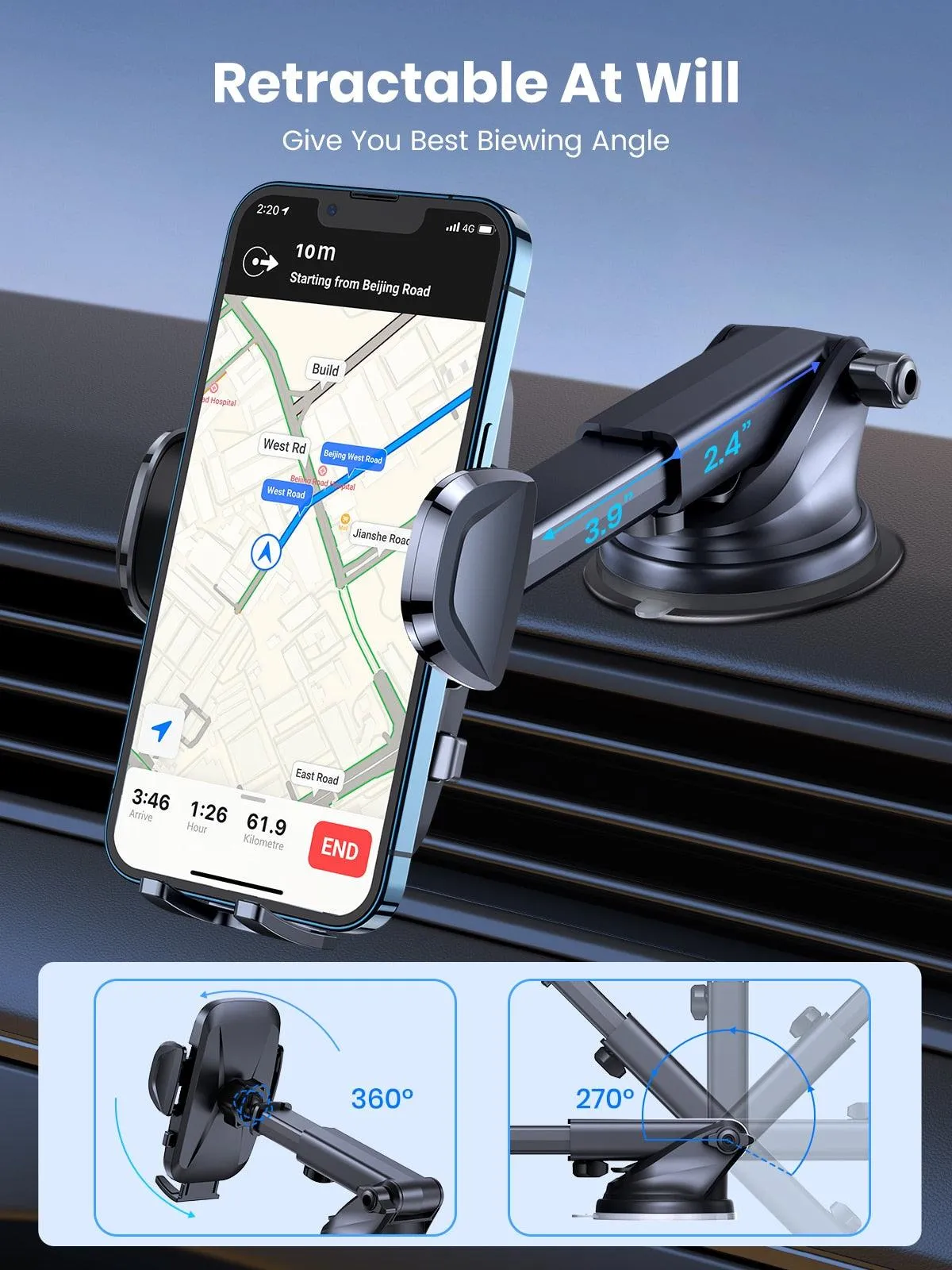 360 Rotatable Car Phone Holder Mount