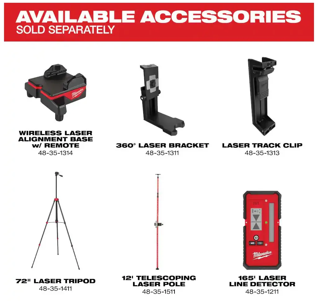 3632-21 Milwaukee M12 250FT 3-Plane  Laser Level Kit