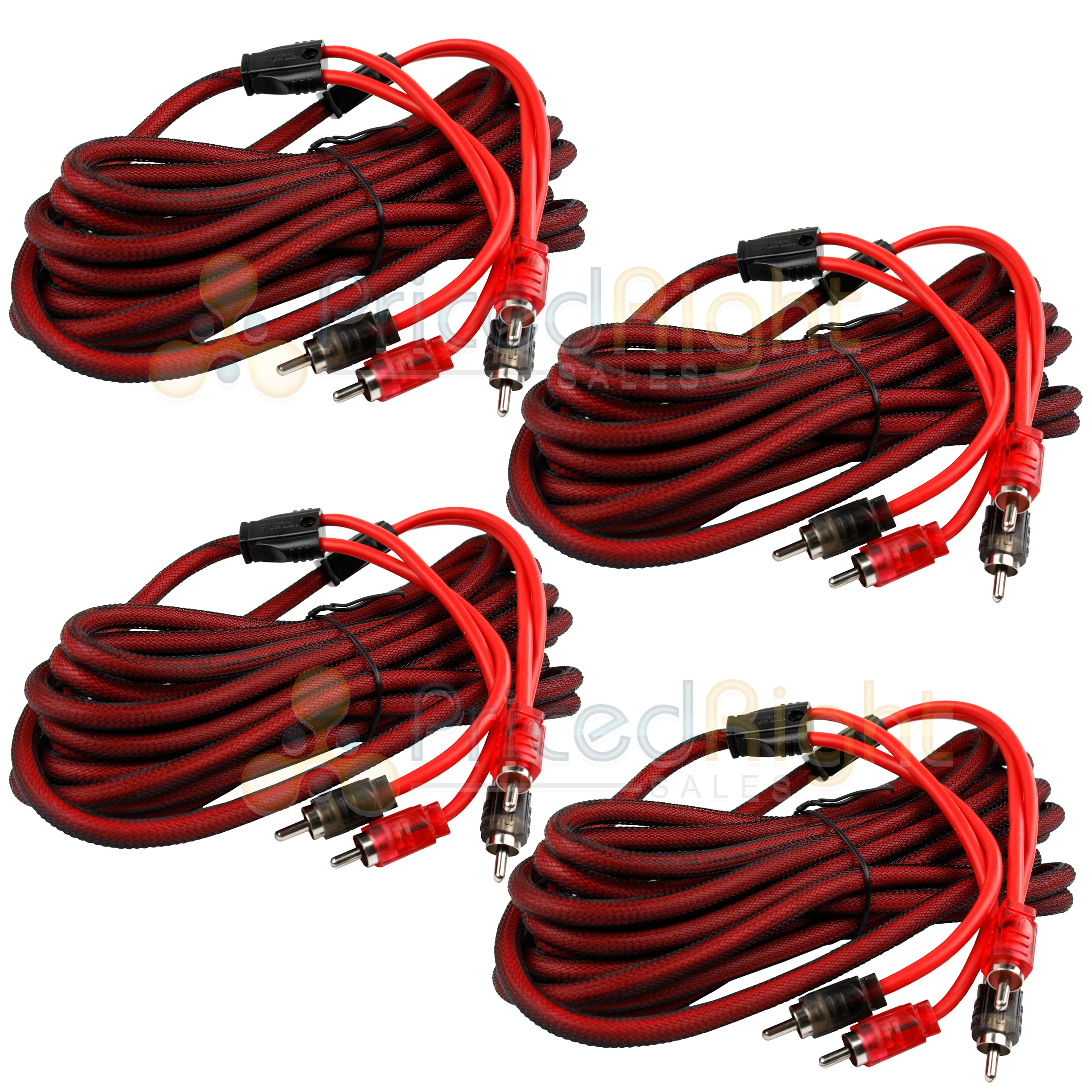 4 Pack 20 Ft 2 Channel RCA Interconnect Cable Pack Set Noise Rejection DS18 R20