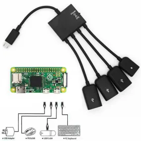 4 port Micro USB Host OTG Hub Adapter For Raspberry Pi Zero