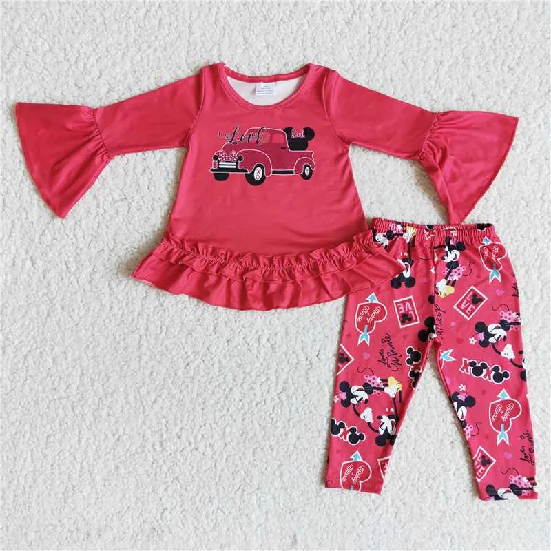 6 A29-3 baby girl red flare sleeve tops bottoms outfit-promotion 2023.12.30