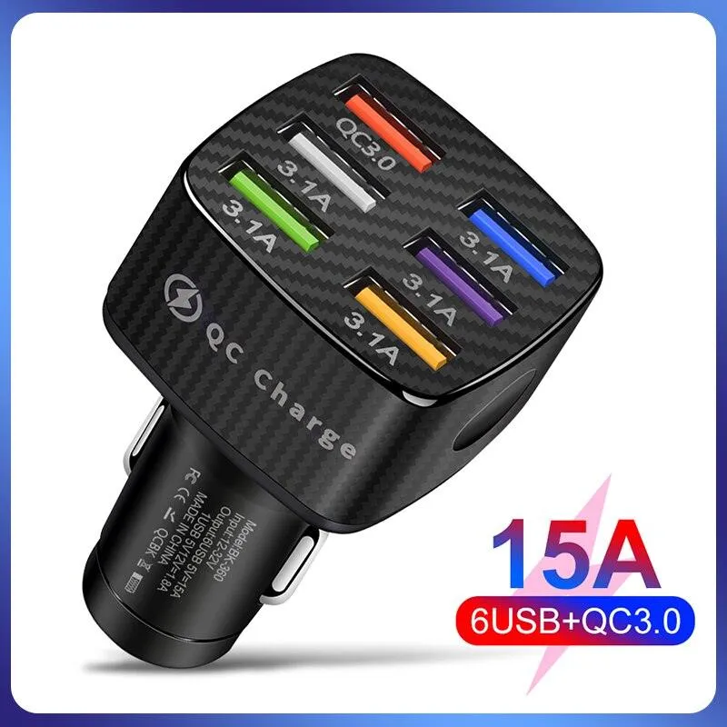 6 USB Multi-function QC3.0 15A Car Fast Charger