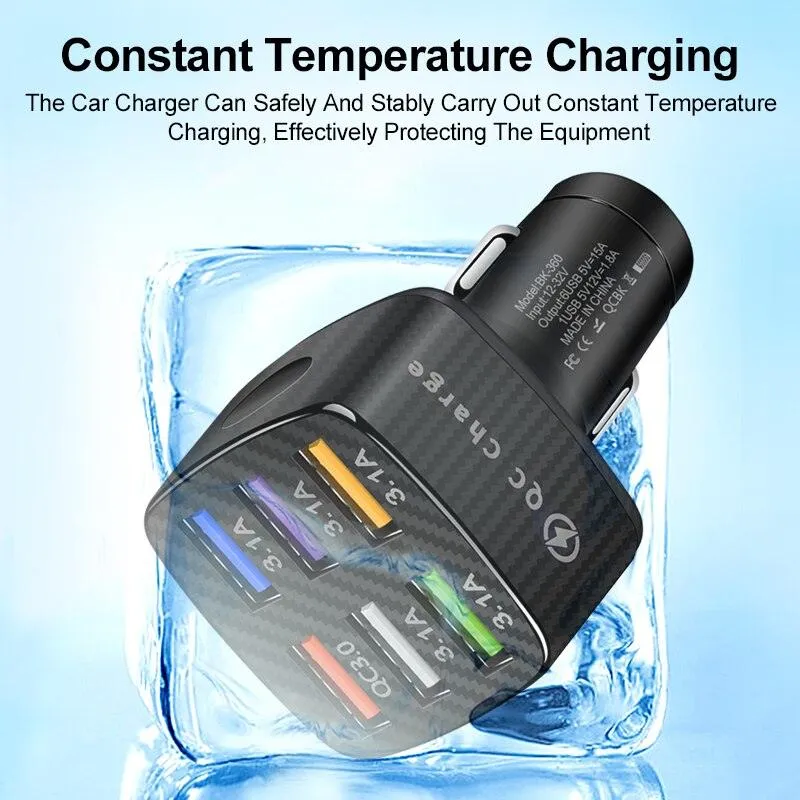 6 USB Multi-function QC3.0 15A Car Fast Charger