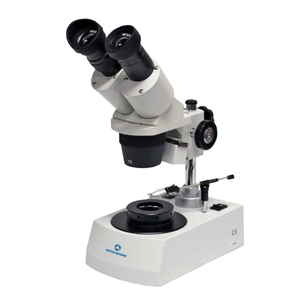 Accu-Scope 3052 Stereo Microscope with 1x and 3x Objectives, Darkfield and Gem Clamp