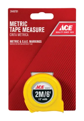 Ace 6 ft. L X 0.5 in. W High Visibility Metric Tape Measure 1 pk