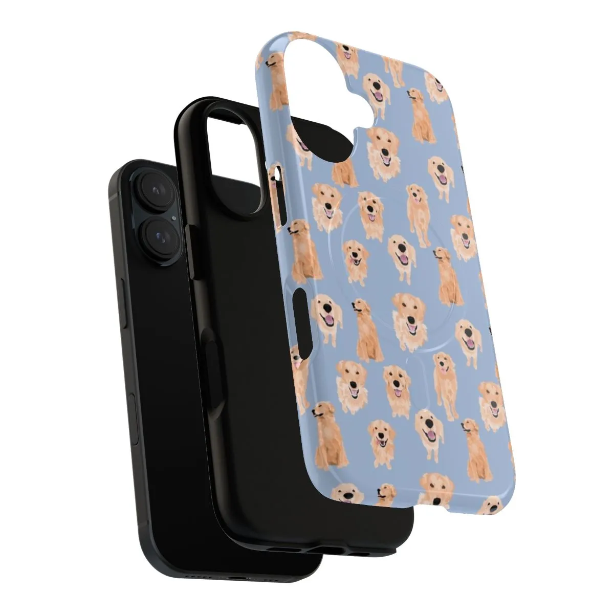 Adorable Golden Retriever Phone Case with Blue Background