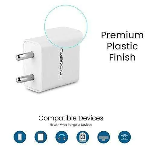 Ambrane AWC47 2.1A Fast Mobile Charger with MicroUSB Charging Cable