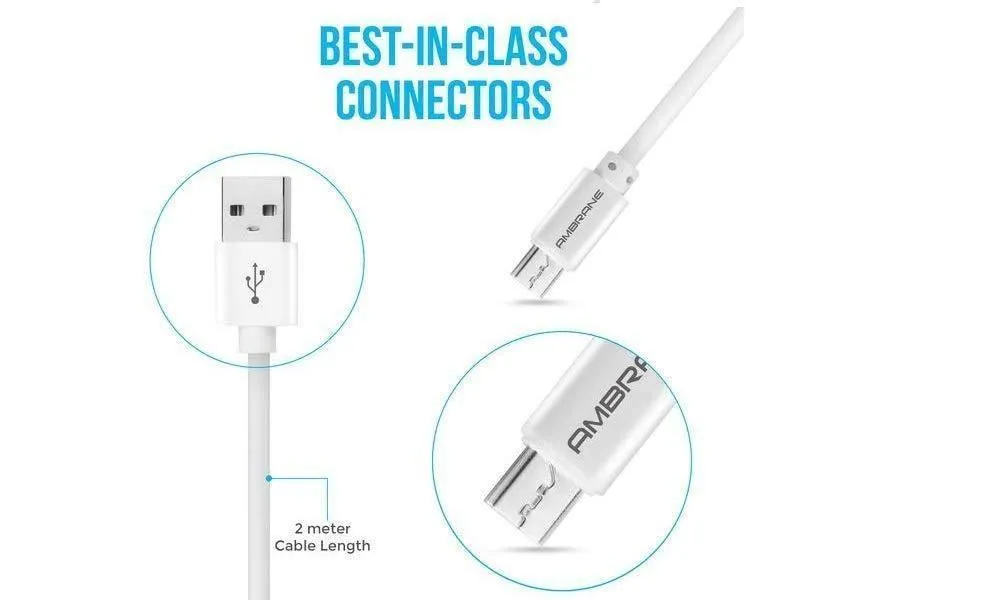 Ambrane AWC47 2.1A Fast Mobile Charger with MicroUSB Charging Cable