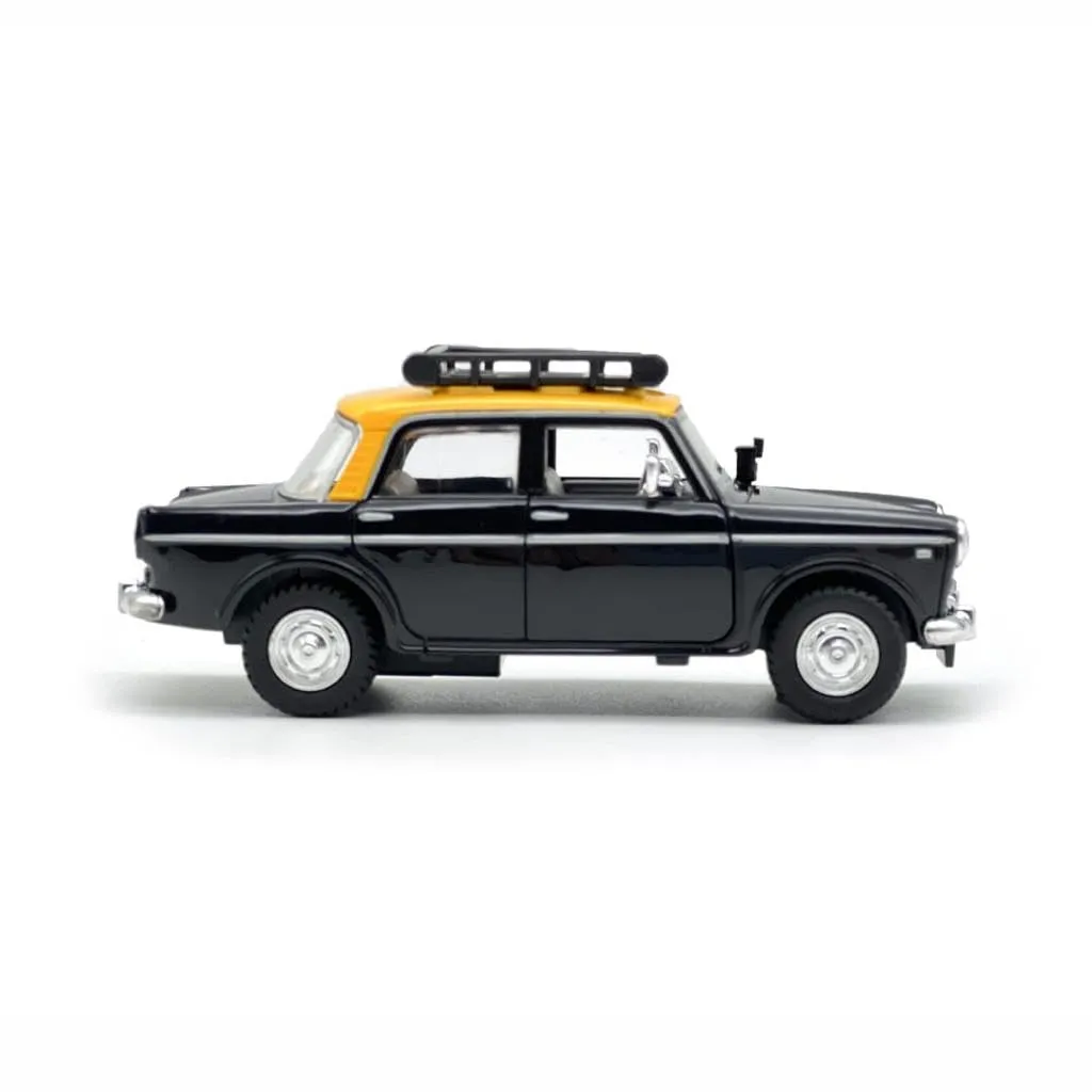 Amisha Gift Gallery Plastic Toys Bombay Ambassador Taxi car Toy, Pull Back Action, Excellent Body Graphics, Door openable Pack of 1, Color (Black Taxi Car)