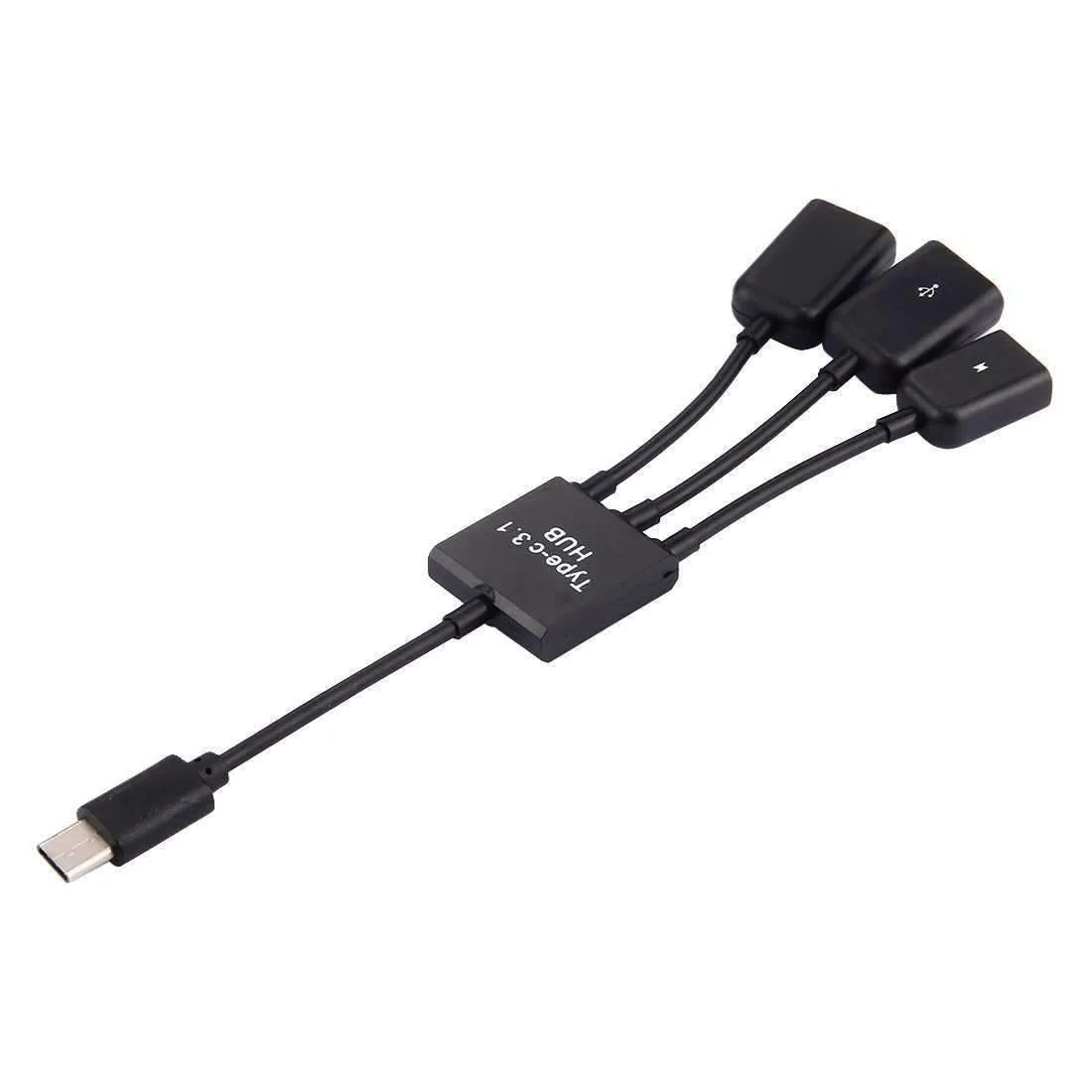 AMZER® 17.8cm 3 Ports USB Type-C 3.1 OTG Charge HUB Cable - Black