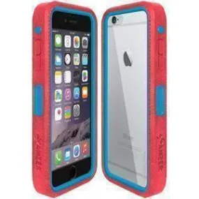 Amzer CRUSTA Rugged iPhone 6 Case Pale Red on Blue Shell With Tempered Glass