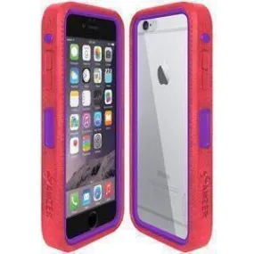 Amzer CRUSTA Rugged iPhone 6 Case Pale Red on Purple Shell With Tempered Glass