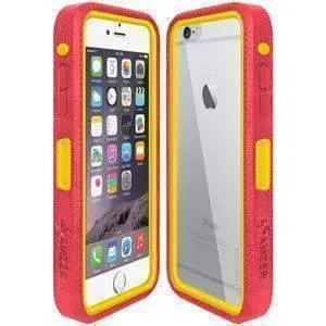 Amzer CRUSTA Rugged iPhone 6 Case Pale Red on Yellow Shell With Tempered Glass