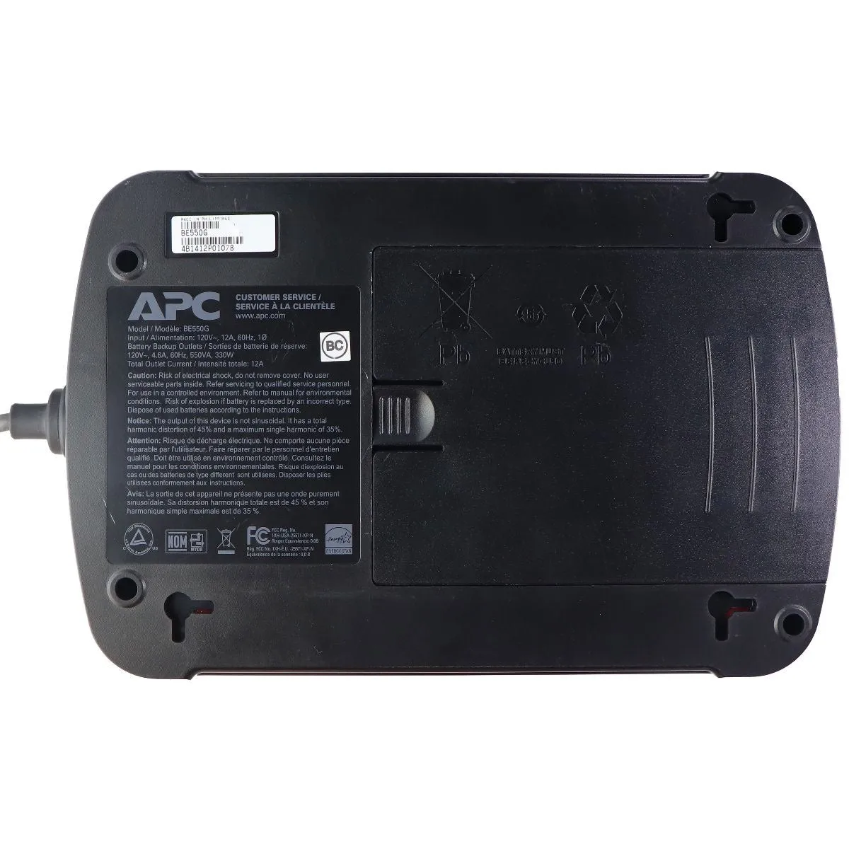 APC Back-UPS ES 550VA, 120V, 8 NEMA outlets (4 surge) BE550G