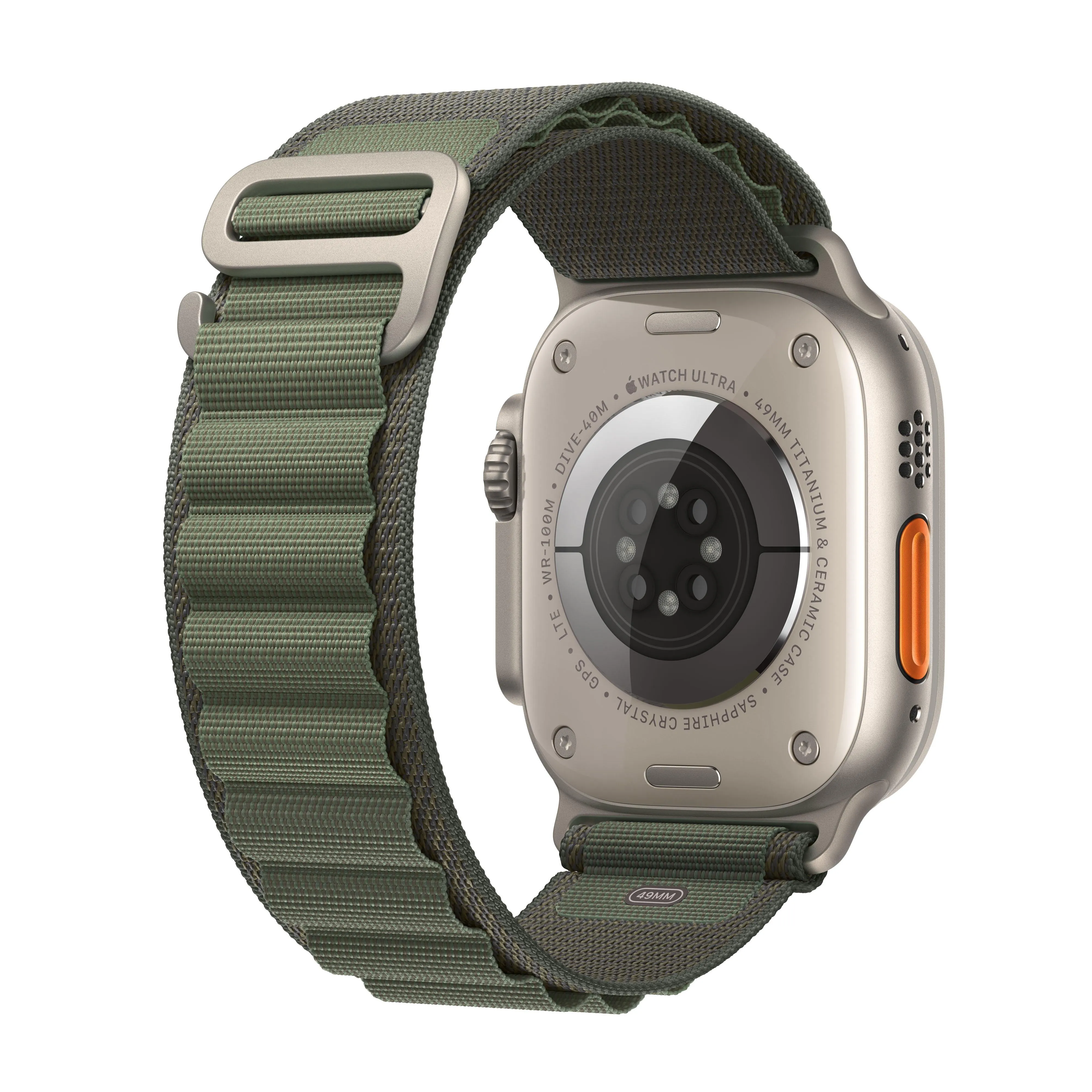 Apple Watch Ultra GPS   Cellular, 49mm Titanium Case with Green Alpine Loop - Large