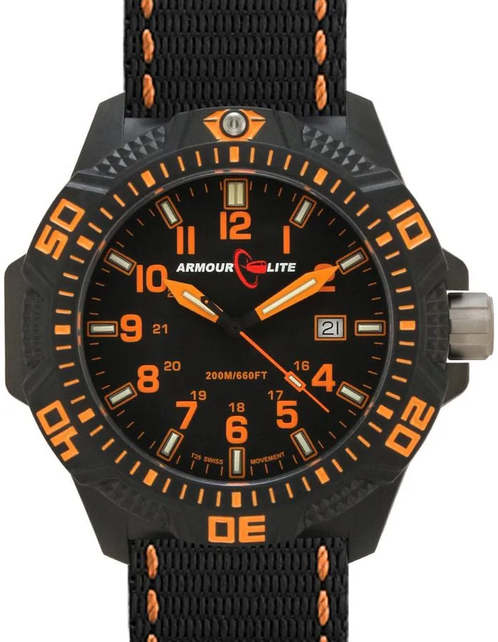 ArmourLite Caliber Series - Orange Accents - Nylon Strap - Tritium - Date - 200m