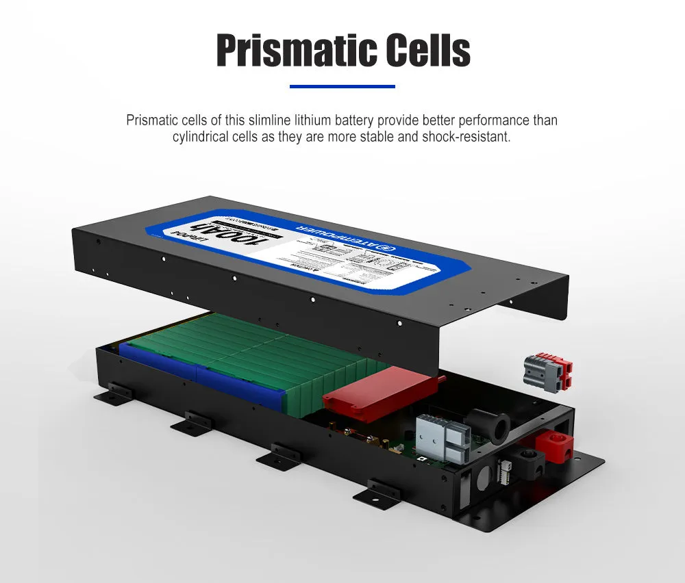 Atem Power 12V 100Ah Slimline Lithium Battery Built-in 40A DC-DC Charger