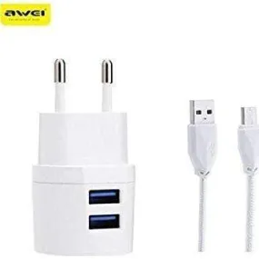 Awei C900 dual port 2.1A output USB Charger with cable (White)