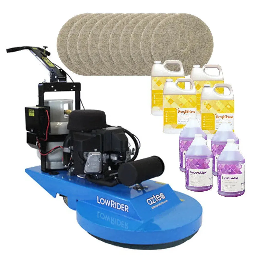 Aztec 24" LowRider High Speed Propane Burnisher (070-24-LR) Package W/ Pads & Chemicals