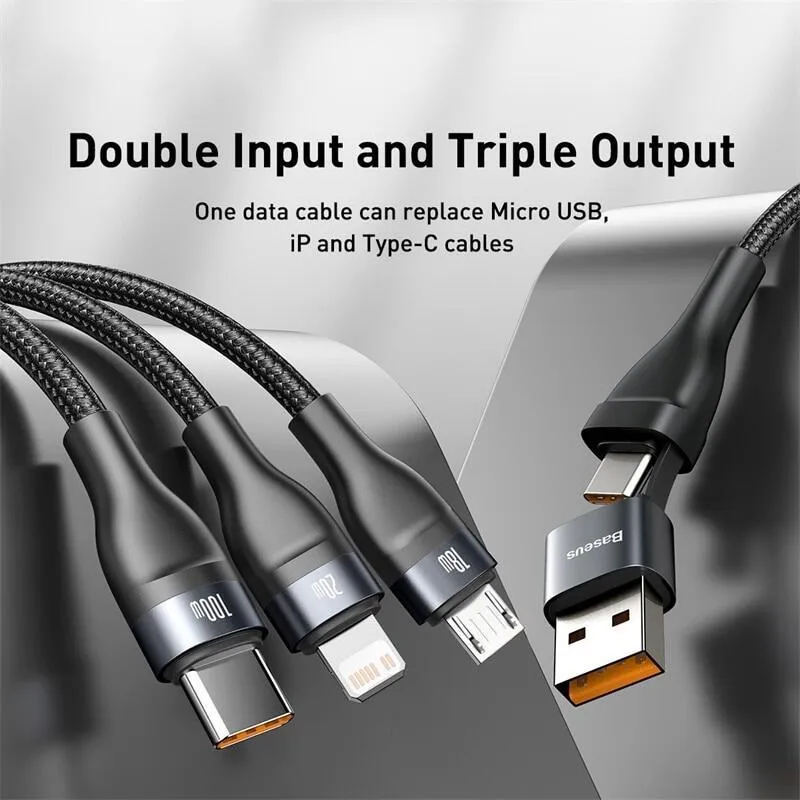 Baseus 1.2M 100W 3 in 1 USB/Type C QC4.0 Charging Cable