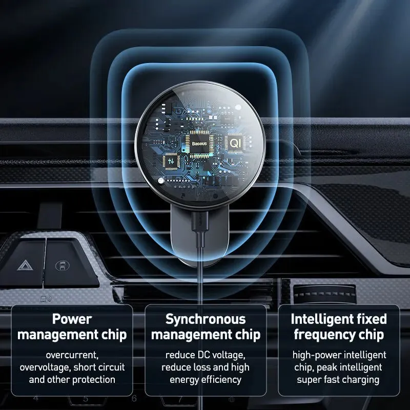 Baseus Magnetic Car Phone Holder Wireless Charger for Apple iPhone 14 13 12 11 Pro Max Wireless Charging Phone Holder Charger