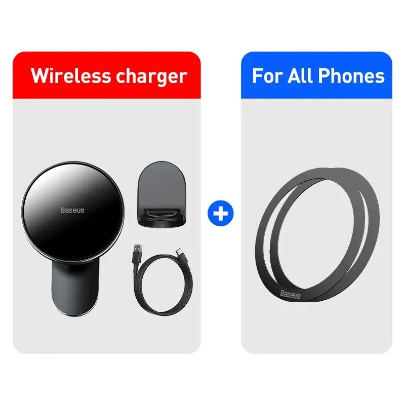 Baseus Magnetic Car Phone Holder Wireless Charger for Apple iPhone 14 13 12 11 Pro Max Wireless Charging Phone Holder Charger