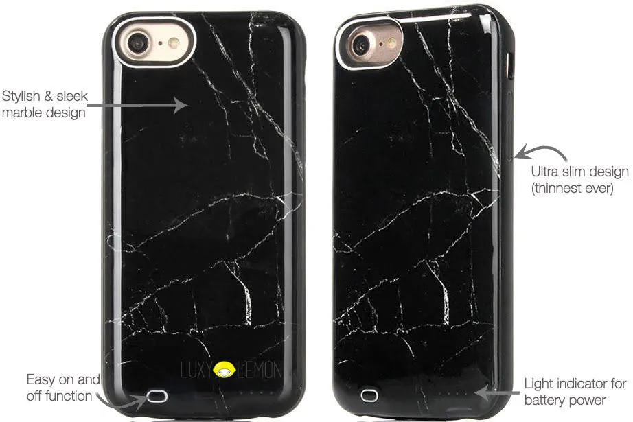 Black Marble Battery Case