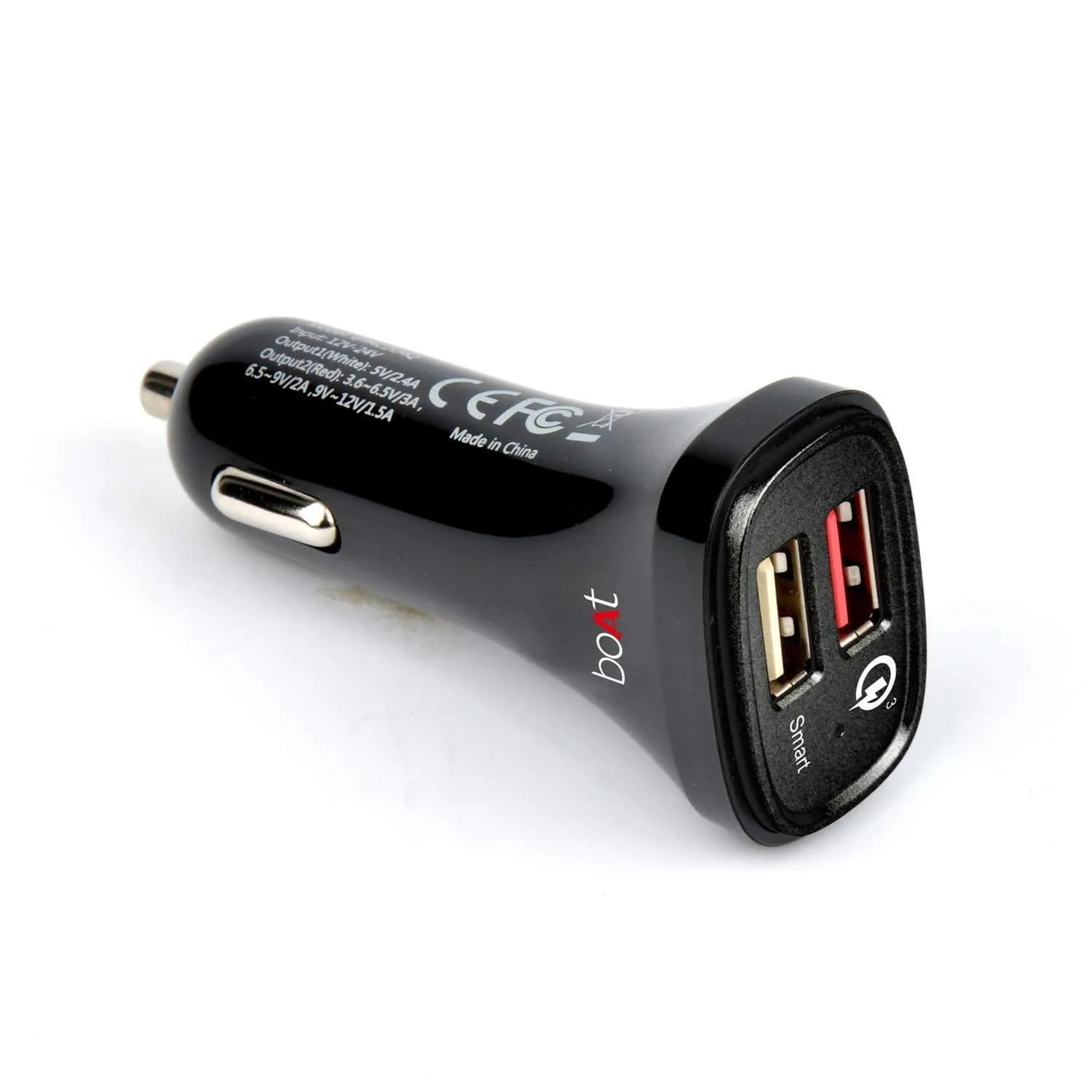 boAt Dual Port Rapid Car Charger with Quick Charge 3.0 Micro USB Cable