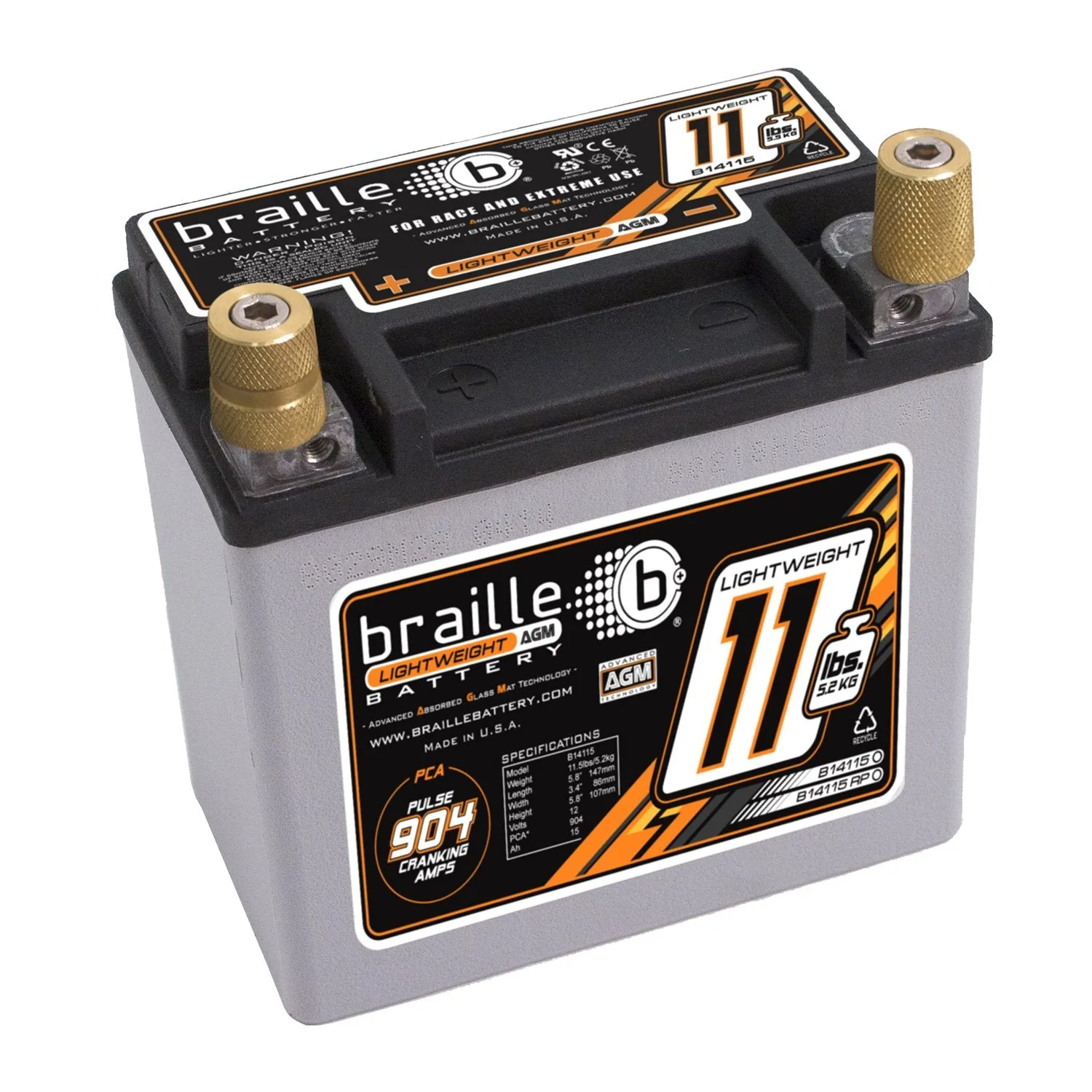 Braille Lightweight AGM battery - 11lbs