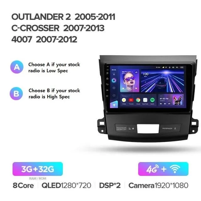 Car Dealz Elite 4G Data Model 10.2" Android 12.0 for Mitsubishi Outlander C-Crosser Peugeot 4007 2005-2013