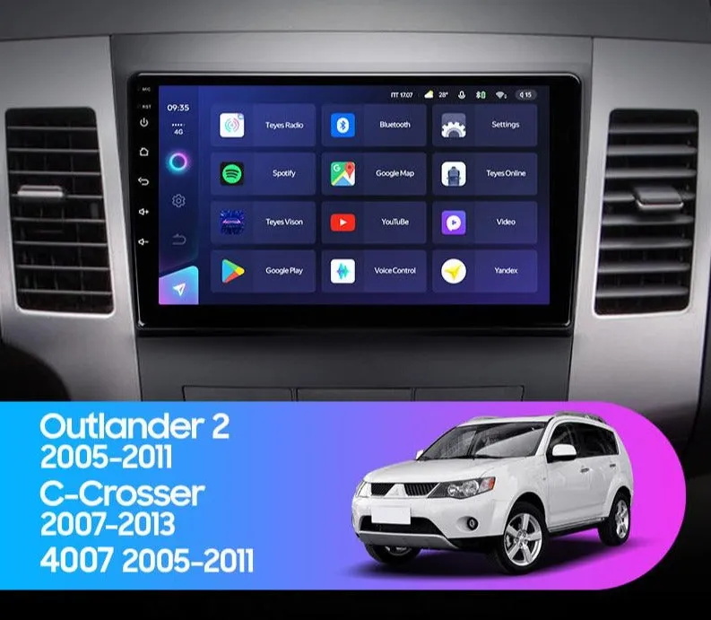 Car Dealz Elite 4G Data Model 10.2" Android 12.0 for Mitsubishi Outlander C-Crosser Peugeot 4007 2005-2013